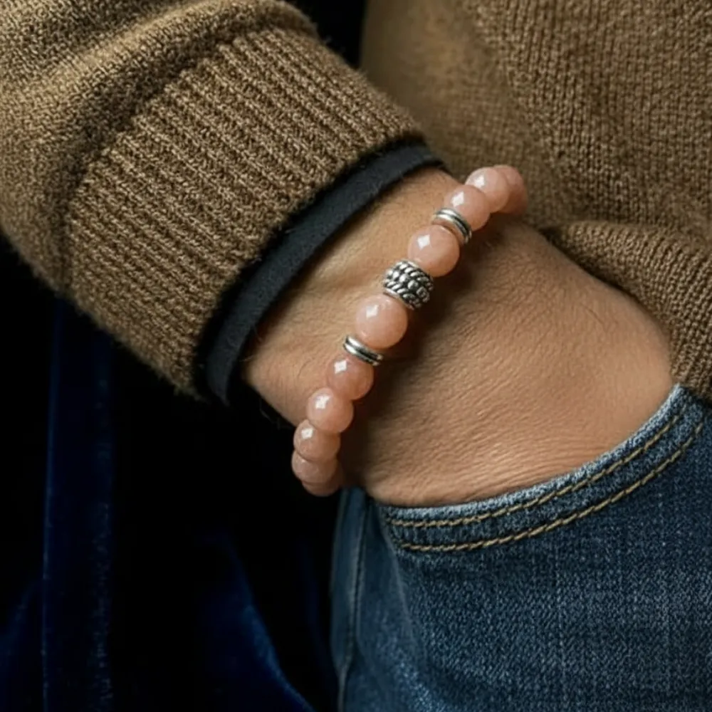 Peach Moonstone Crystal Bracelet | Stone Of New Beginning - (8mm) - Image 4