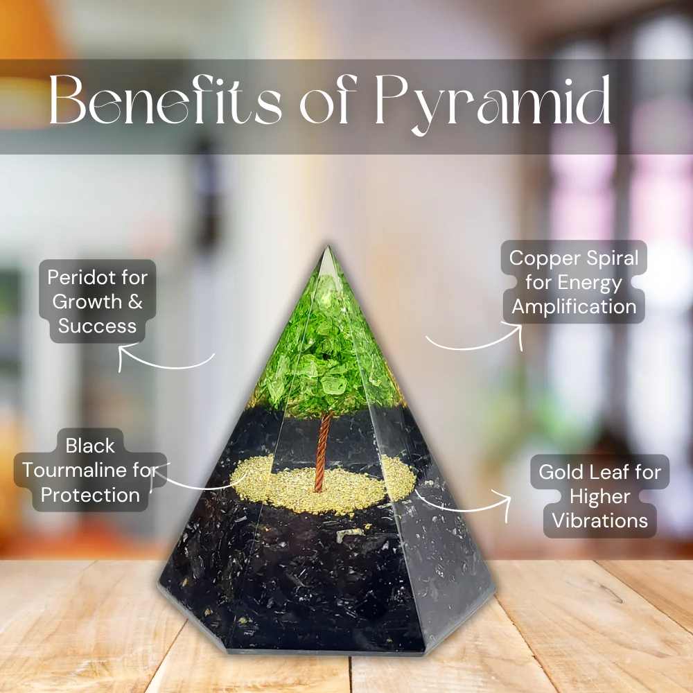 Peridot Tree Orgonite Pyramid - Image 3