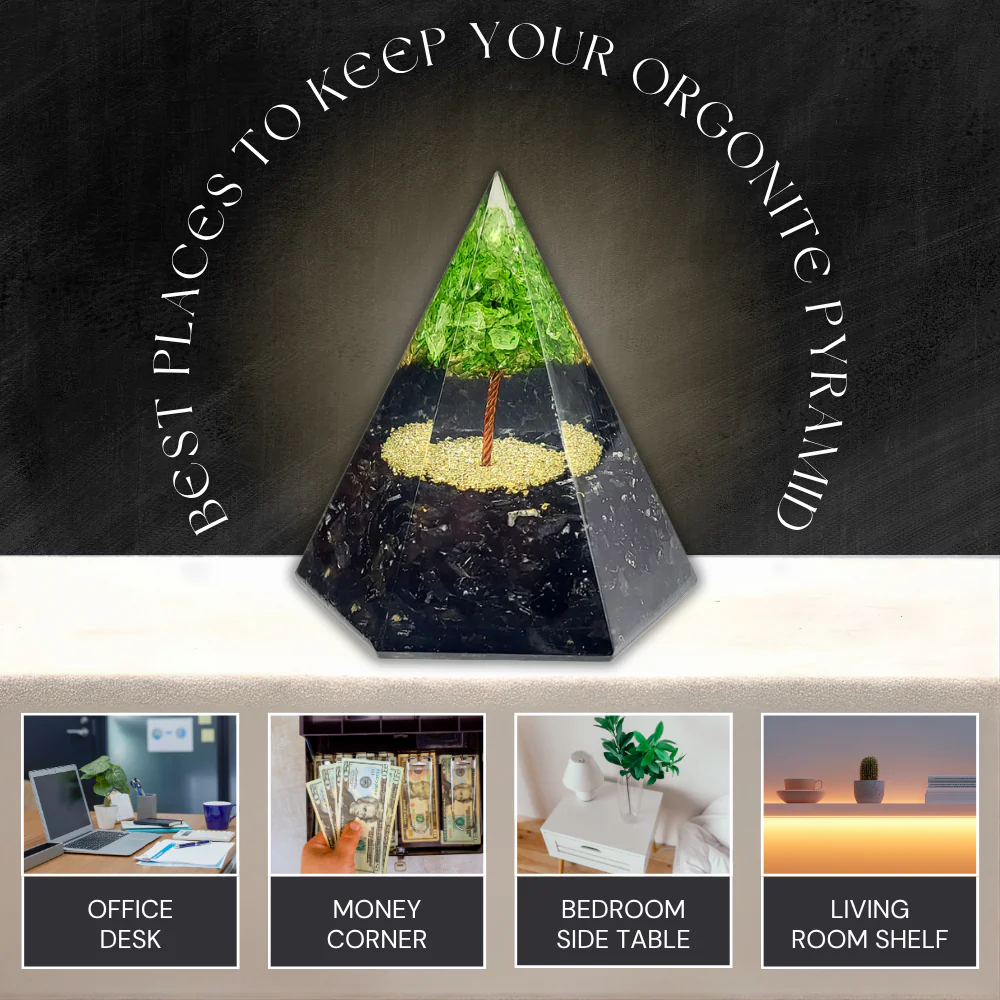 Peridot Tree Orgonite Pyramid - Image 4