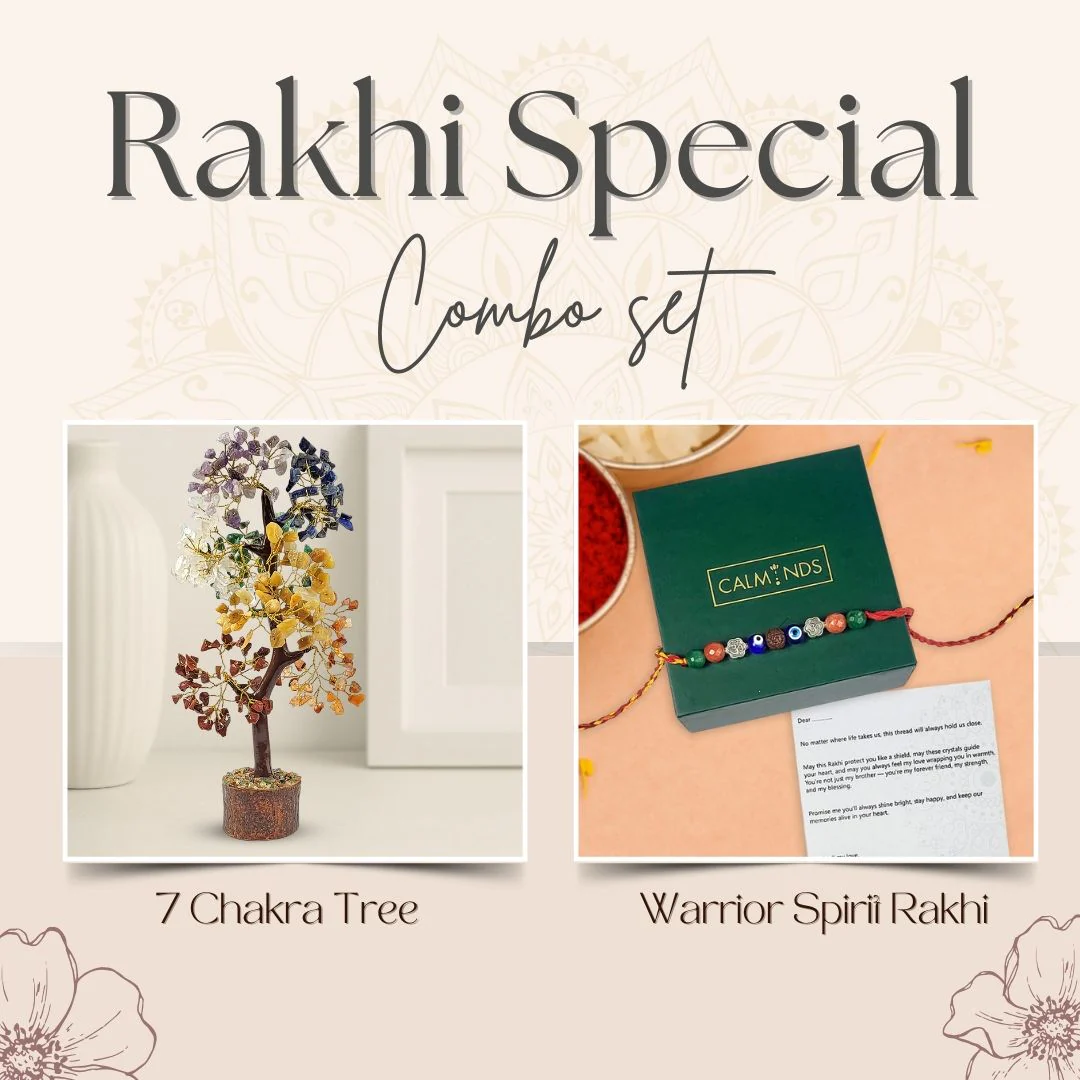 Power & Protection Combo: 7 Chakra Crystal Tree + Warrior Spirit Rakhi