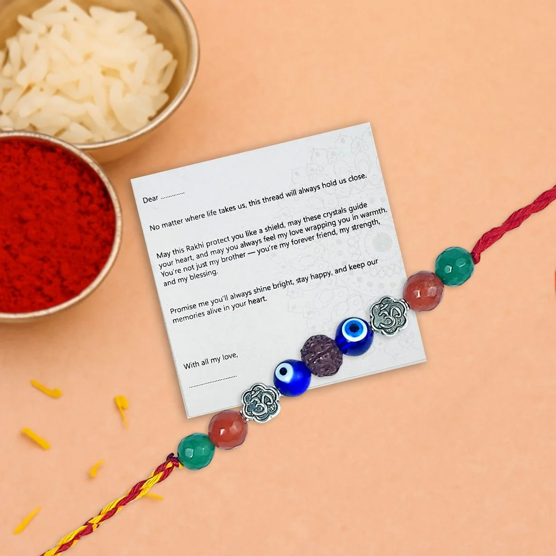 Power & Protection Combo: 7 Chakra Crystal Tree + Warrior Spirit Rakhi - Image 2