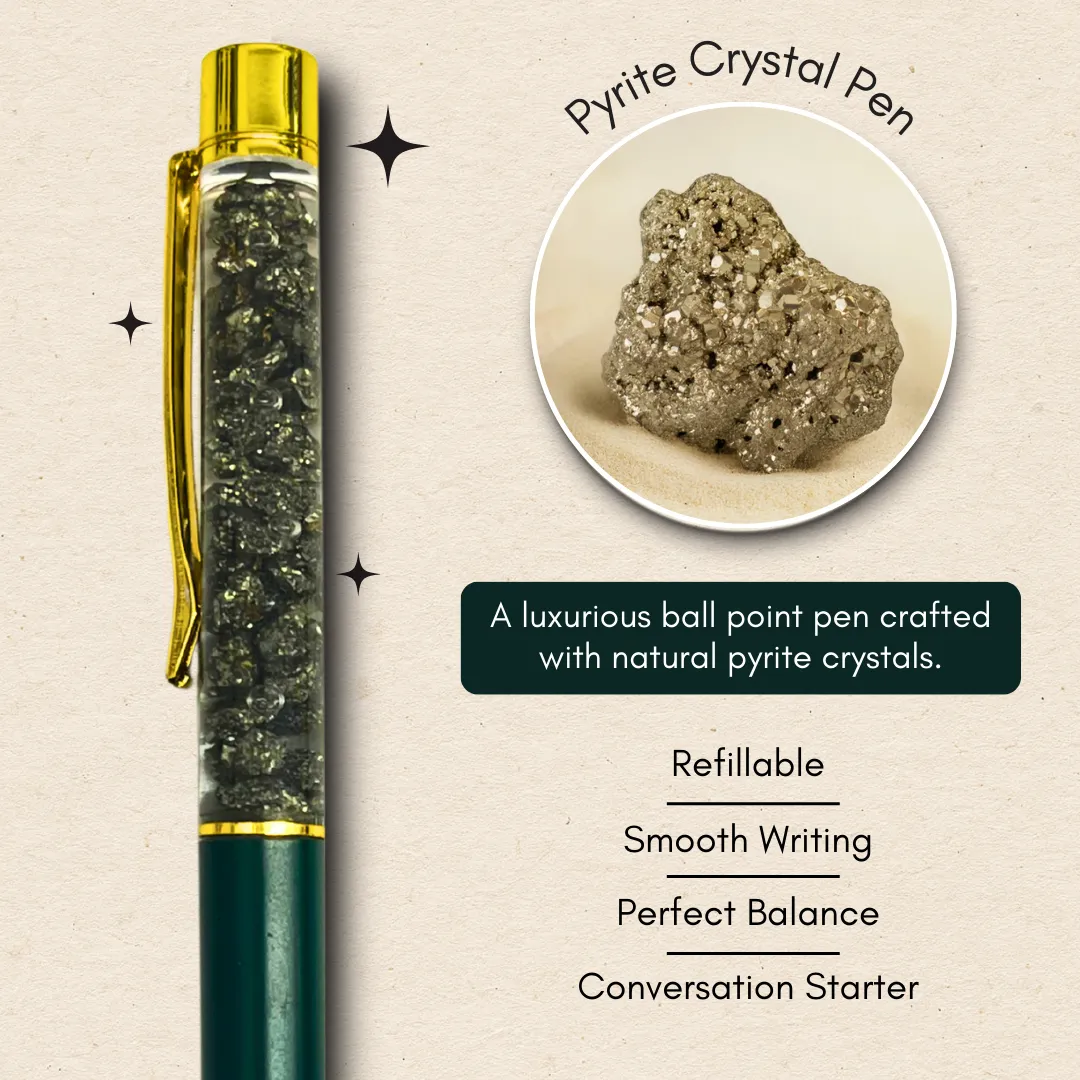 Pyrite Crystal Ball Pen | Green Edition - Image 2