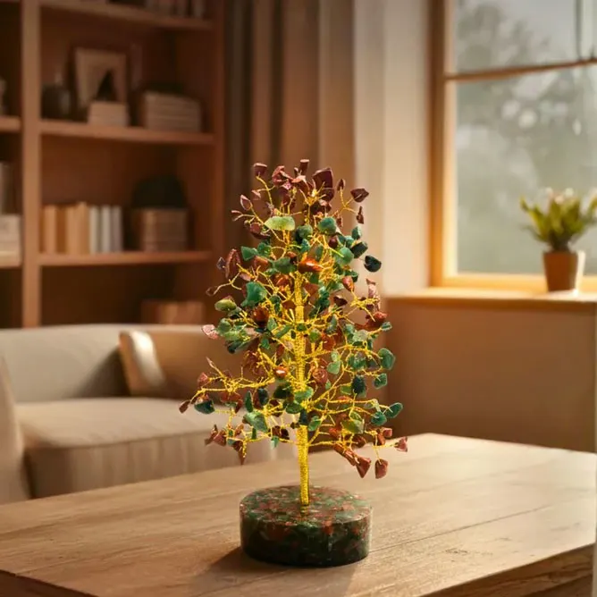 Red–Green Crystal Tree with Orgonite Base