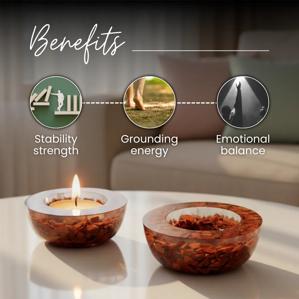 Red Jasper Tea Light Candle Holder (Set of 2) - Image 3