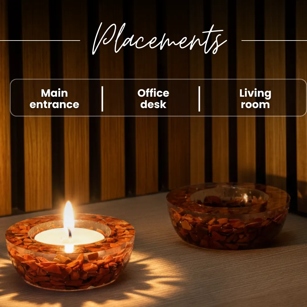 Red Jasper Tea Light Candle Holder (Set of 2) - Image 4
