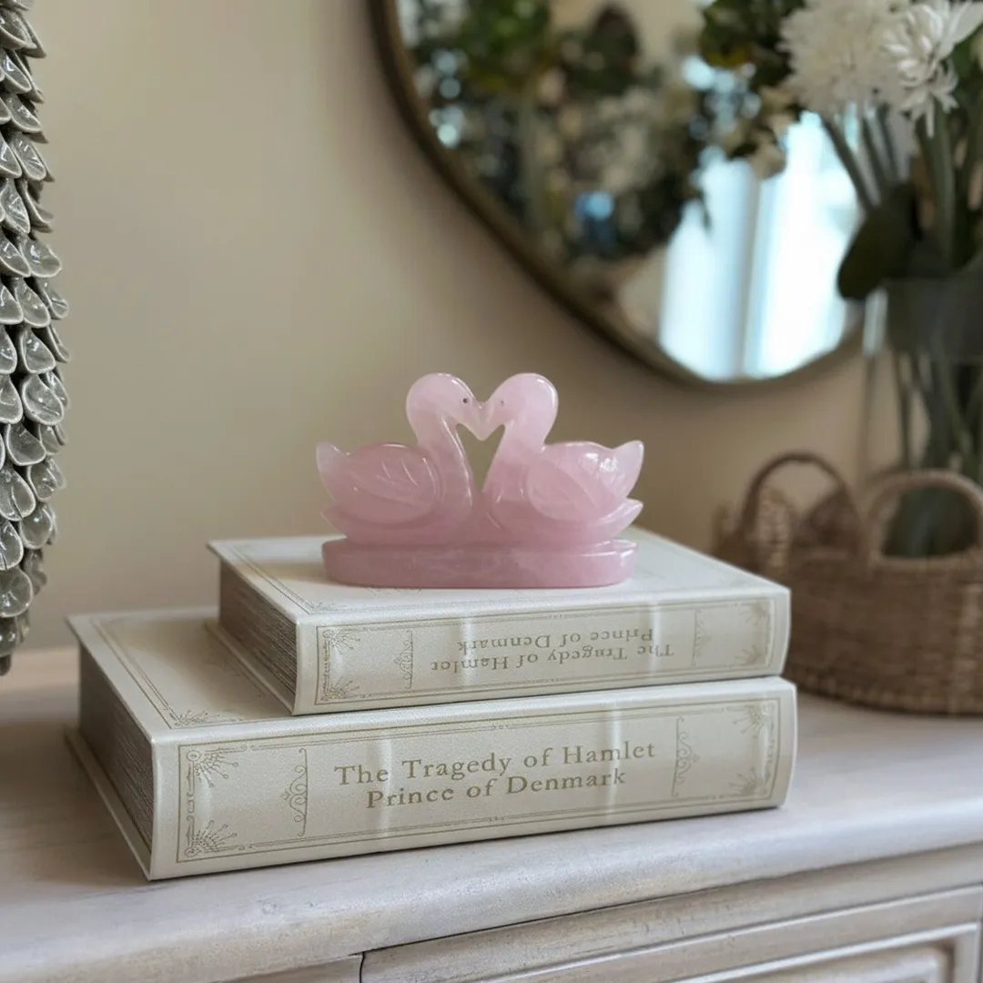 Rose Quartz Duck Pair (Heart Shape)