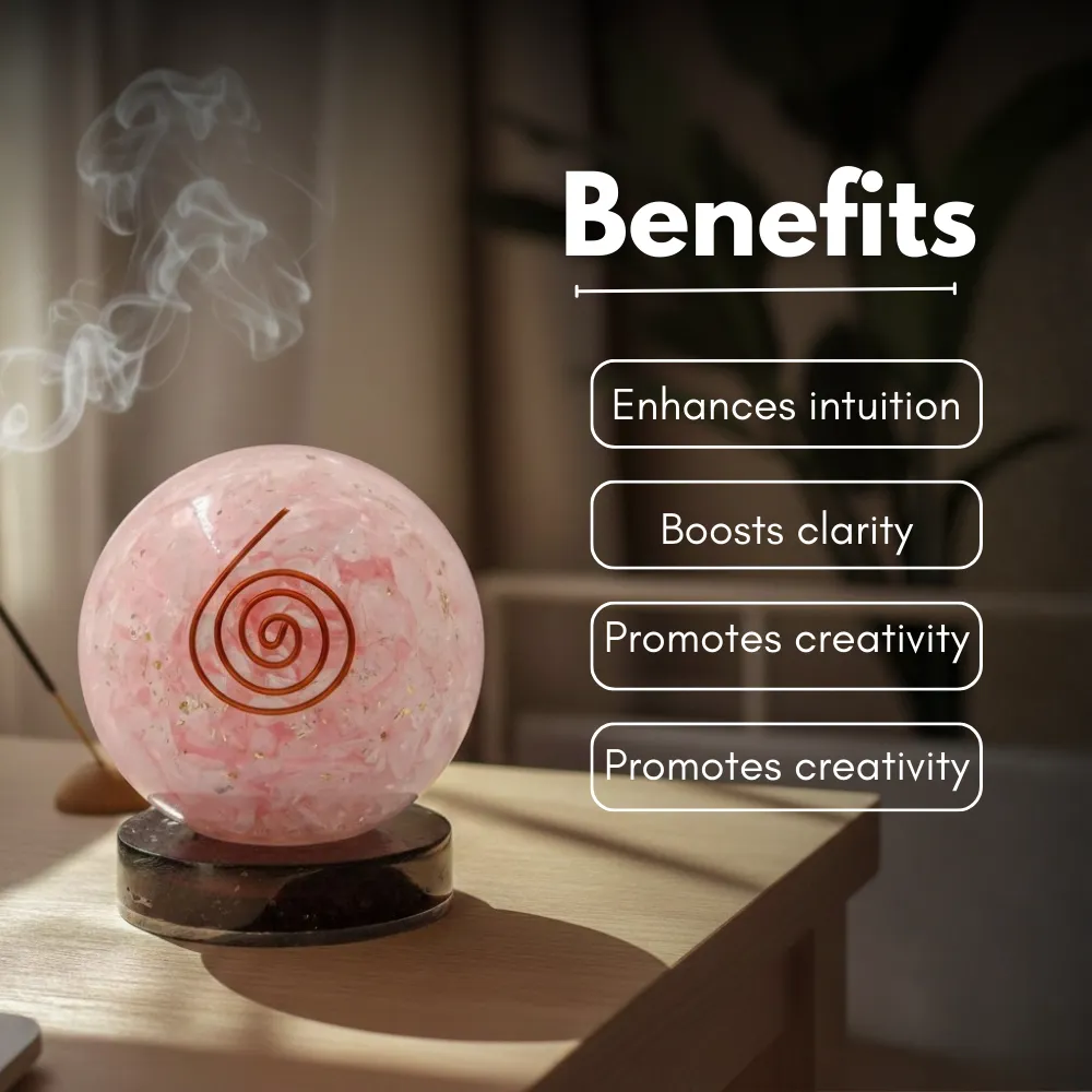 Rose Quartz Orgone Ball (mini) - Image 5