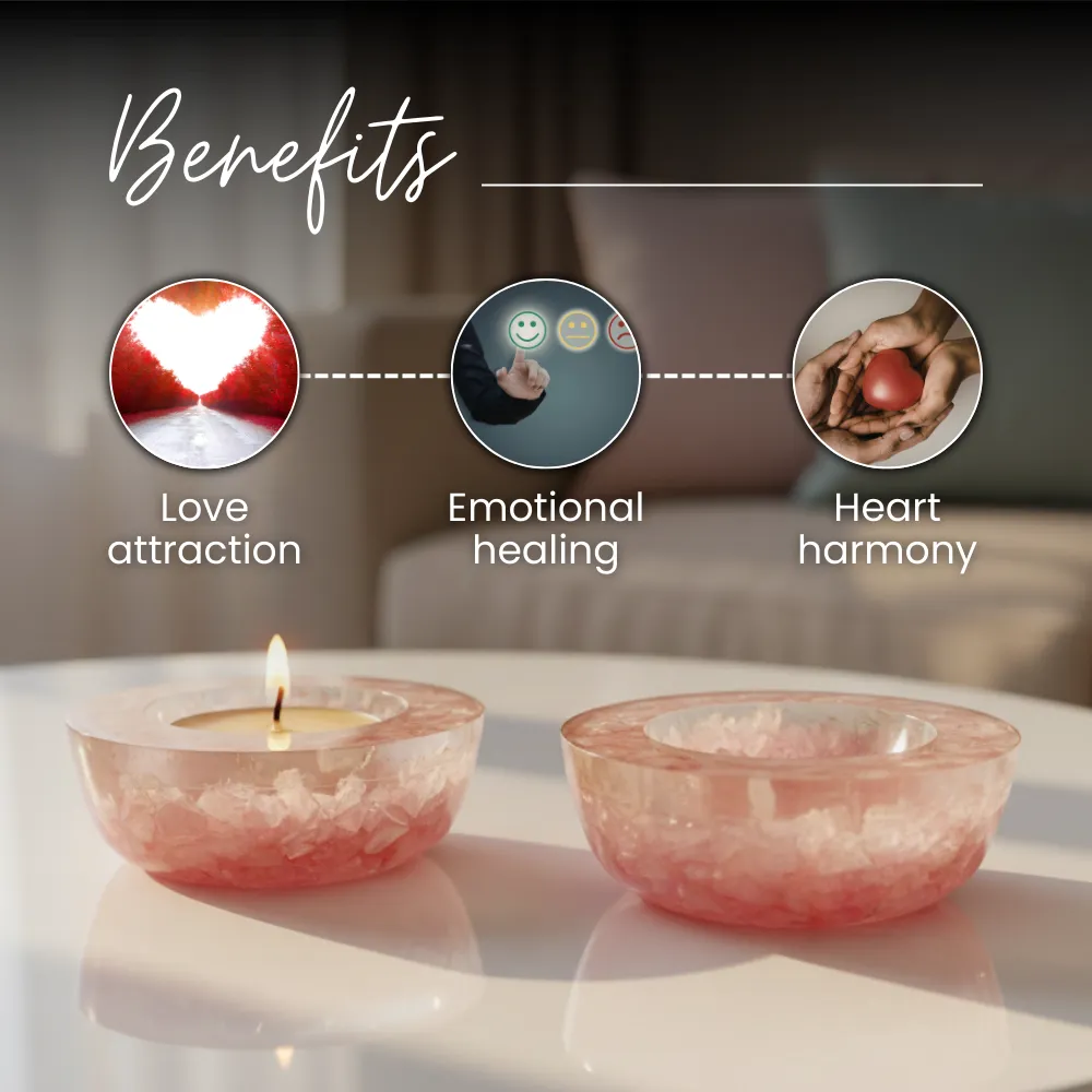 Rose Quartz Tea Light Candle Holder (Set of 2) - Image 3