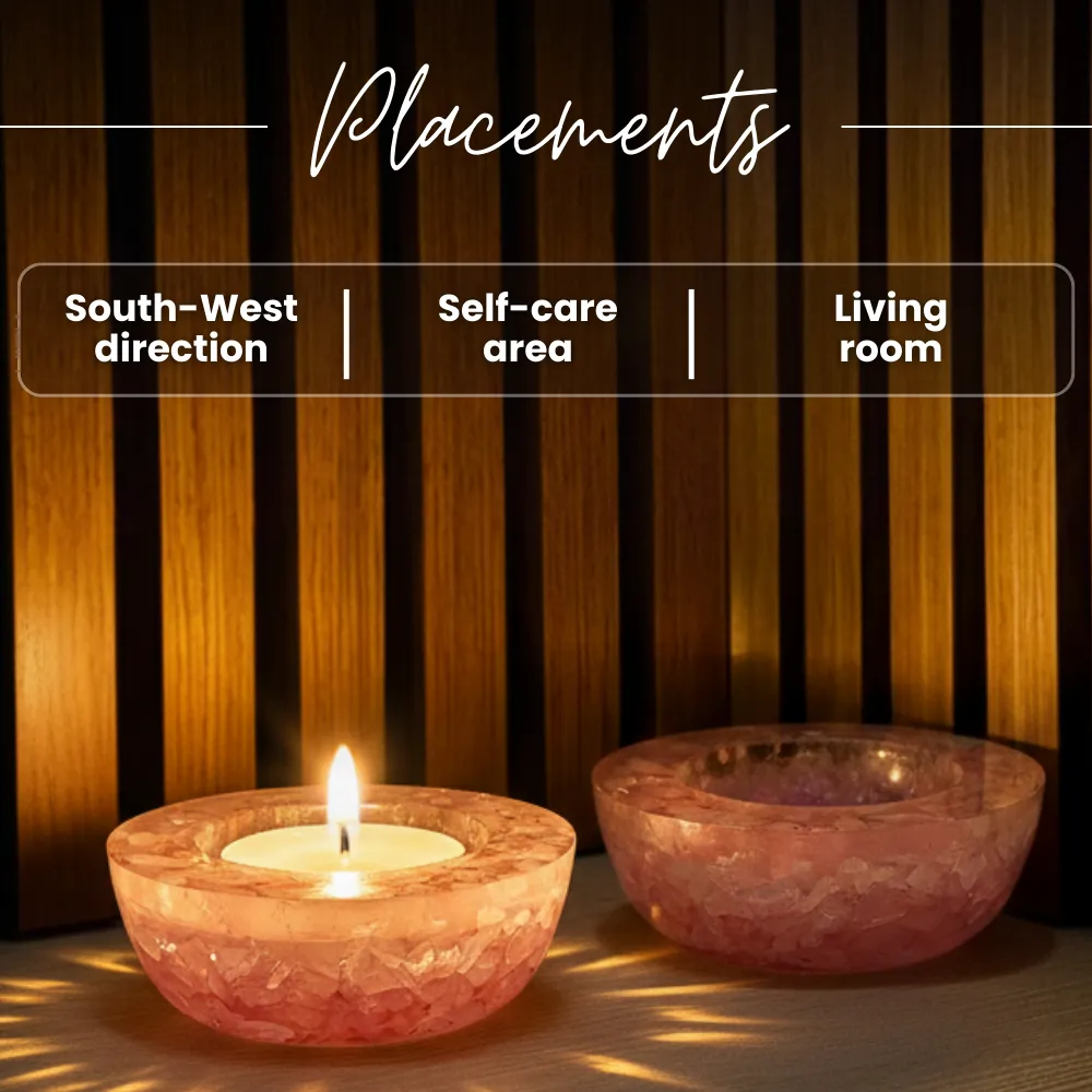 Rose Quartz Tea Light Candle Holder (Set of 2) - Image 4