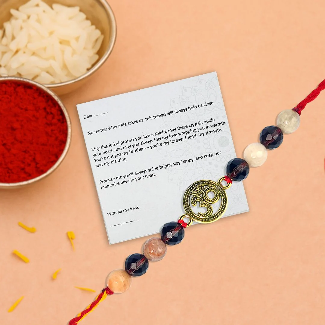 Sacred Glow Rakhi  – Positivity, Protection & Divine Connection