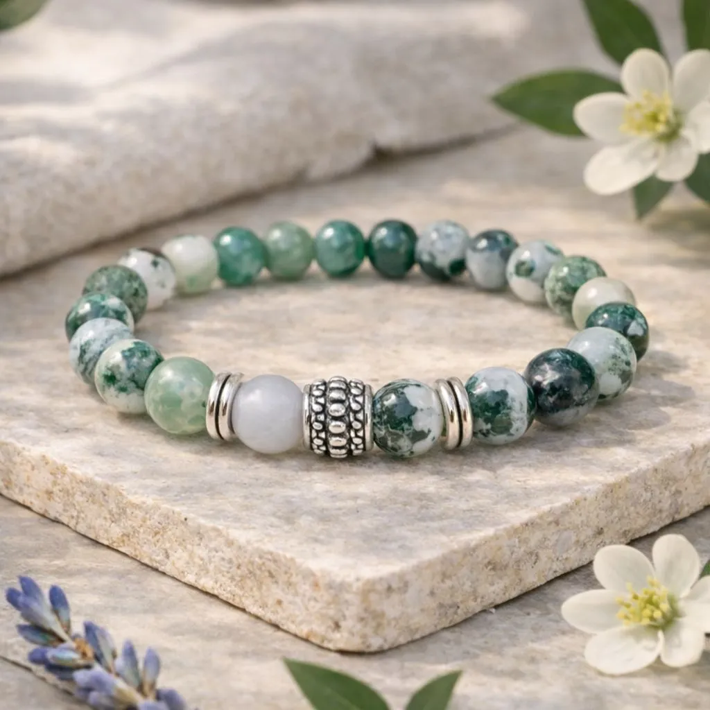 Tree Agate Crystal Bracelet For Anxiety - (8mm)