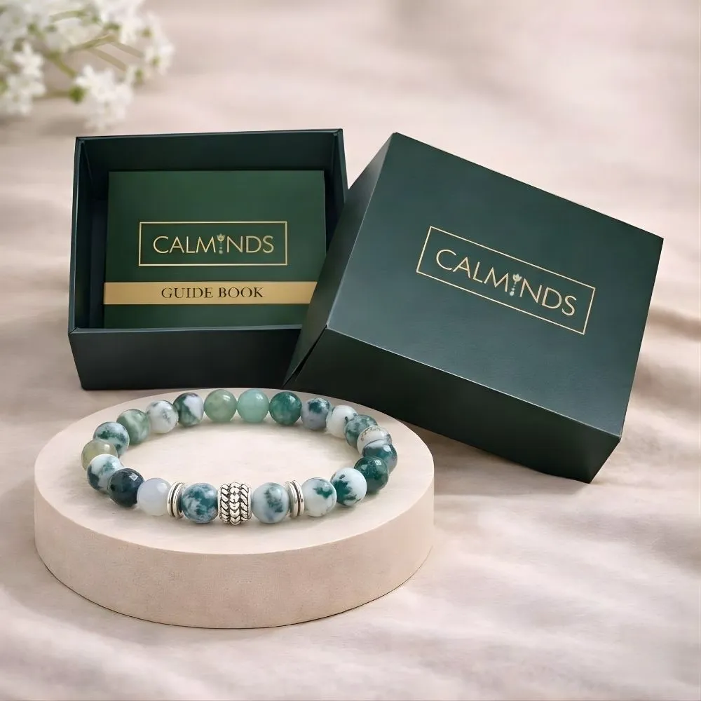 Tree Agate Crystal Bracelet For Anxiety - (8mm) - Image 2