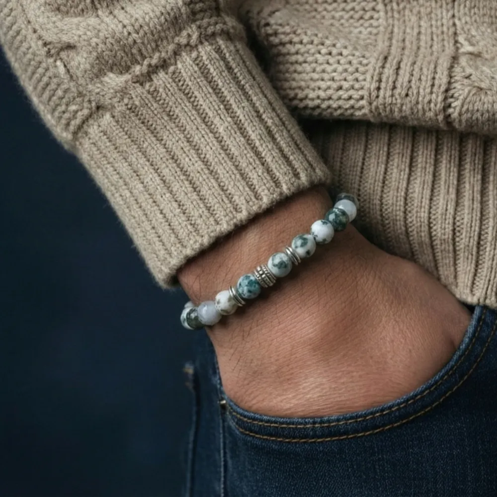 Tree Agate Crystal Bracelet For Anxiety - (8mm) - Image 4