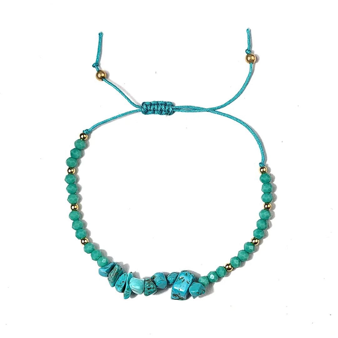 Turquoise Beads Thread Bracelet - Image 2