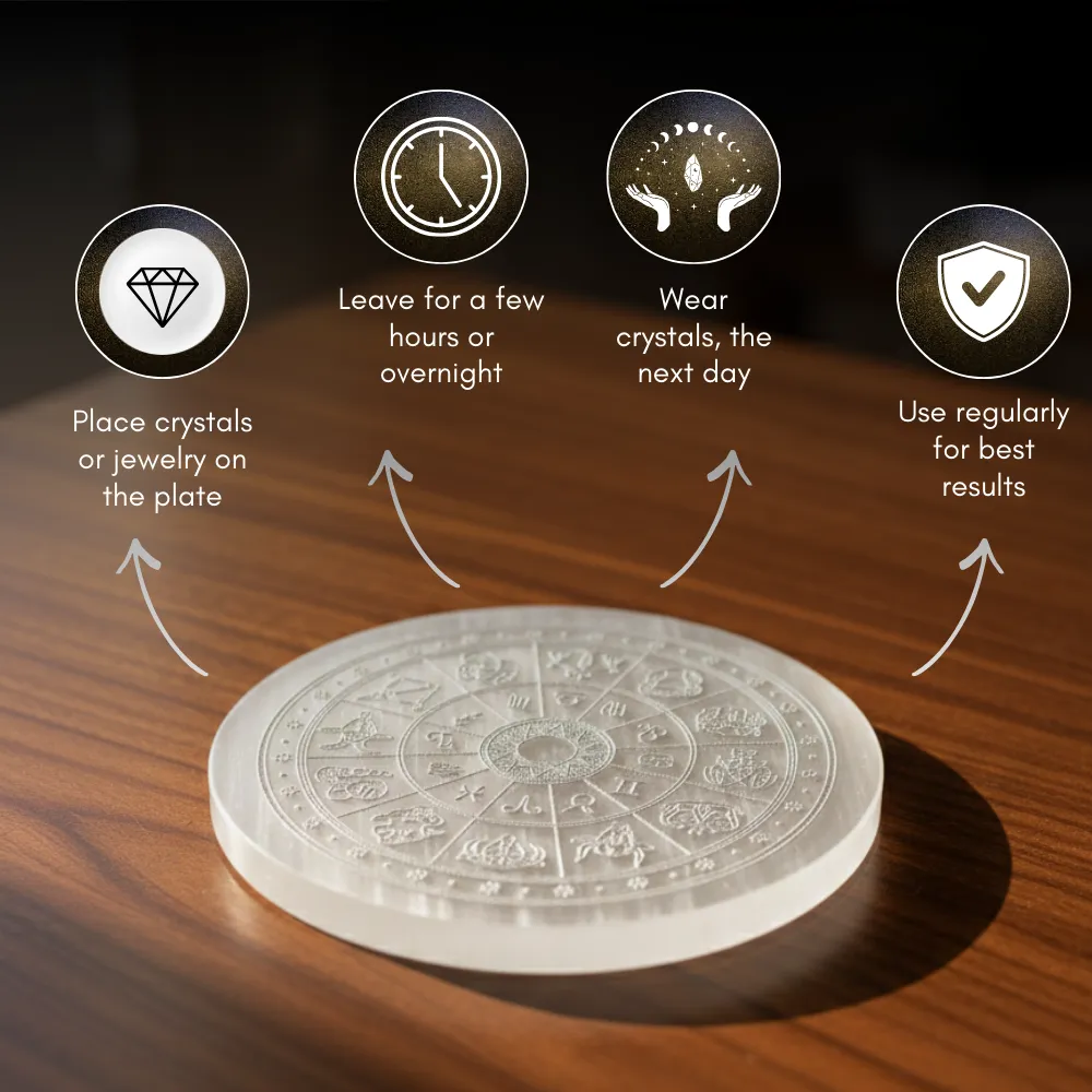 Zodiac Sign Selenite Charging Plate - Image 3