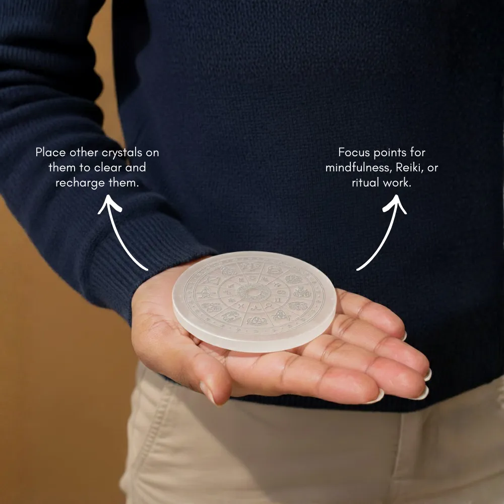 Zodiac Sign Selenite Charging Plate - Image 4