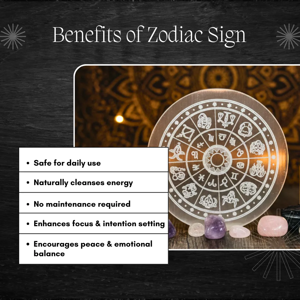 Zodiac Sign Selenite Charging Plate - Image 5